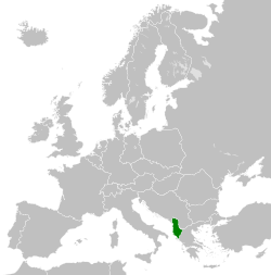 Location of People's Socialist Republic of Albania