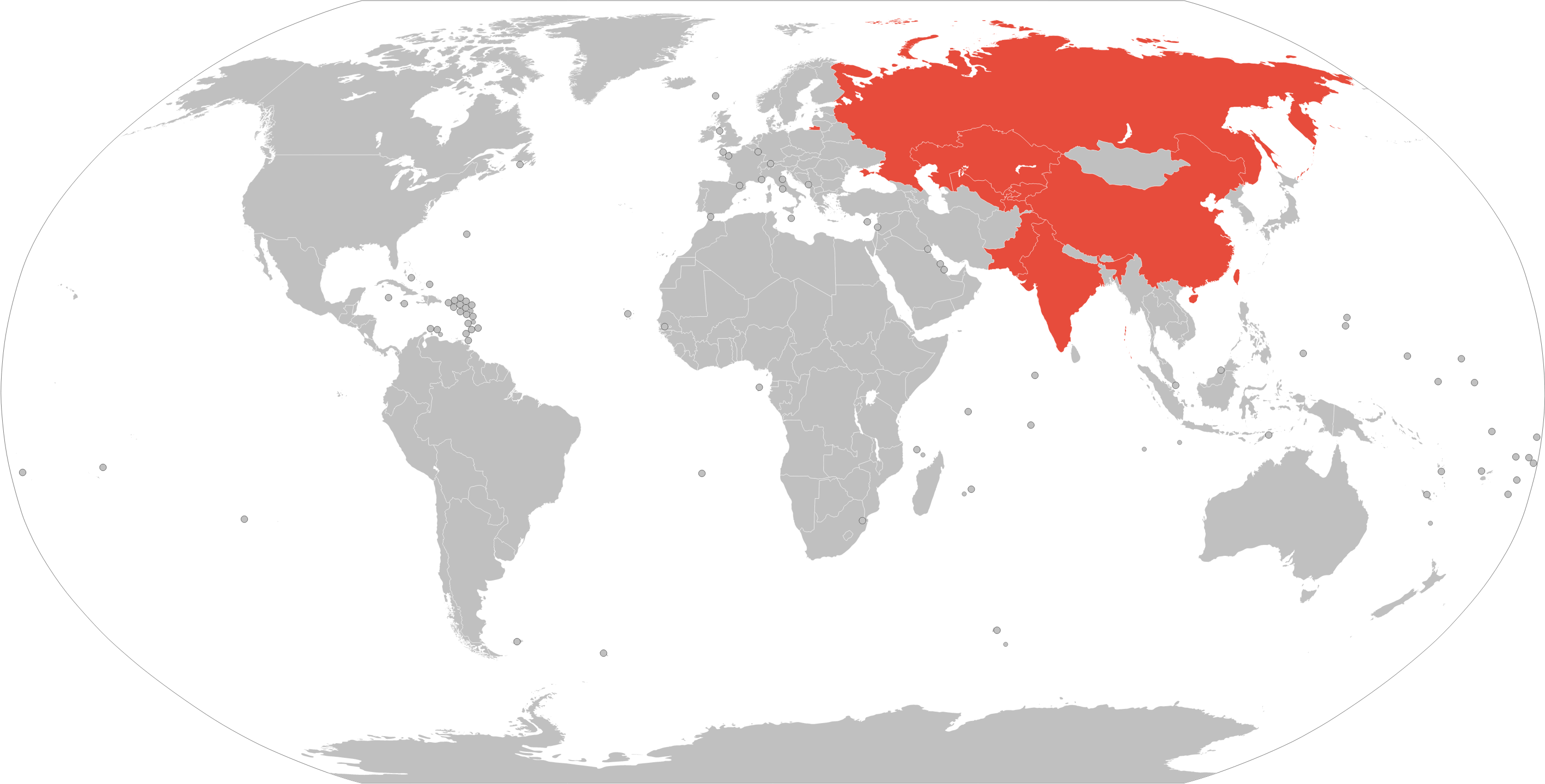 Member states of the SCO coloured in red