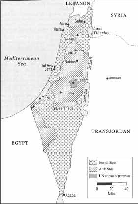 A map showing the United Nations Partition Plan