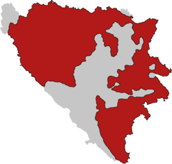 Map of Republika Srpska-controlled territories (red) in 1993.