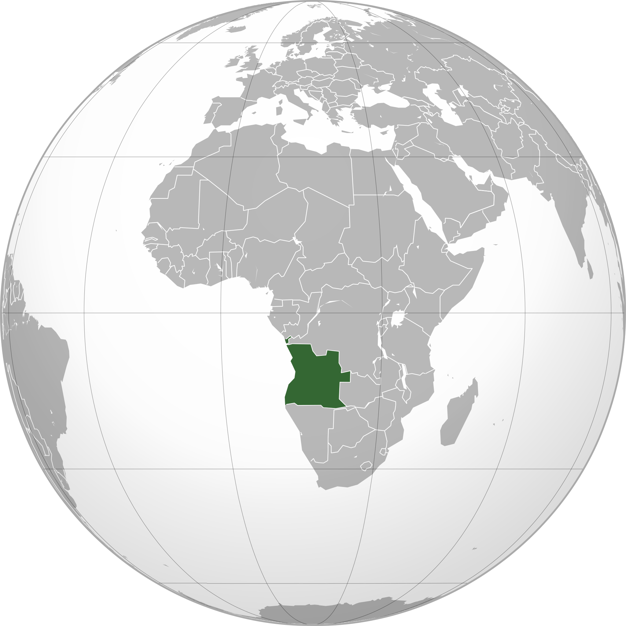 Location of Republic of Angola