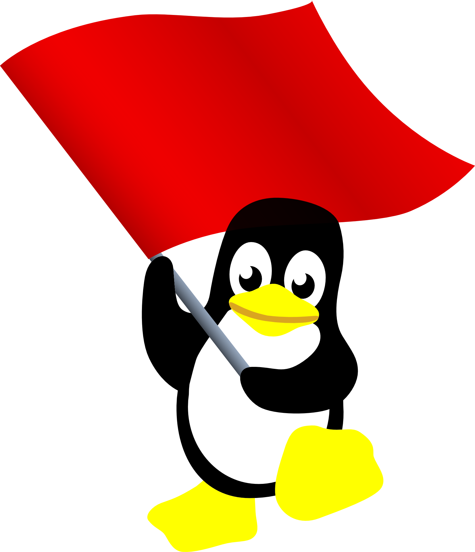 Tux carrying the red flag.png