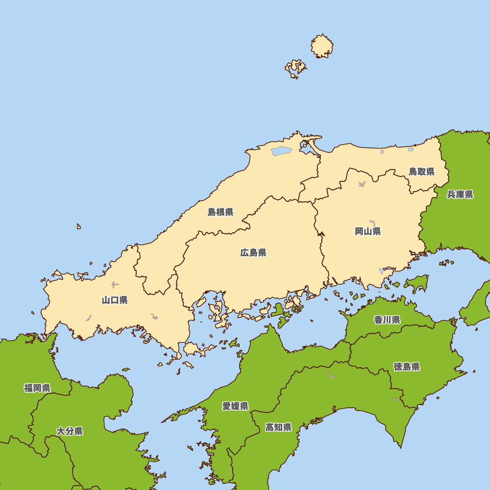 Location of 中国地方（ちゅうごくちほう）