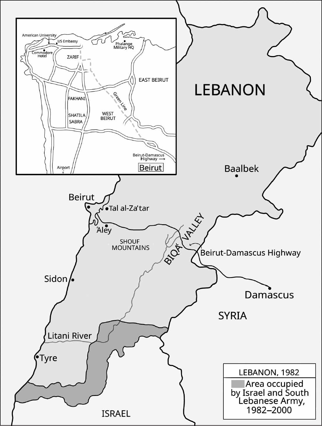 map of Lebanon in 1982