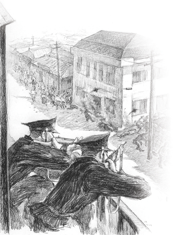 Artist Kang Yo-bae’s depiction of the 1947 ‘Shooting Incident,’ sketched from the descriptions of witnesses..jpg