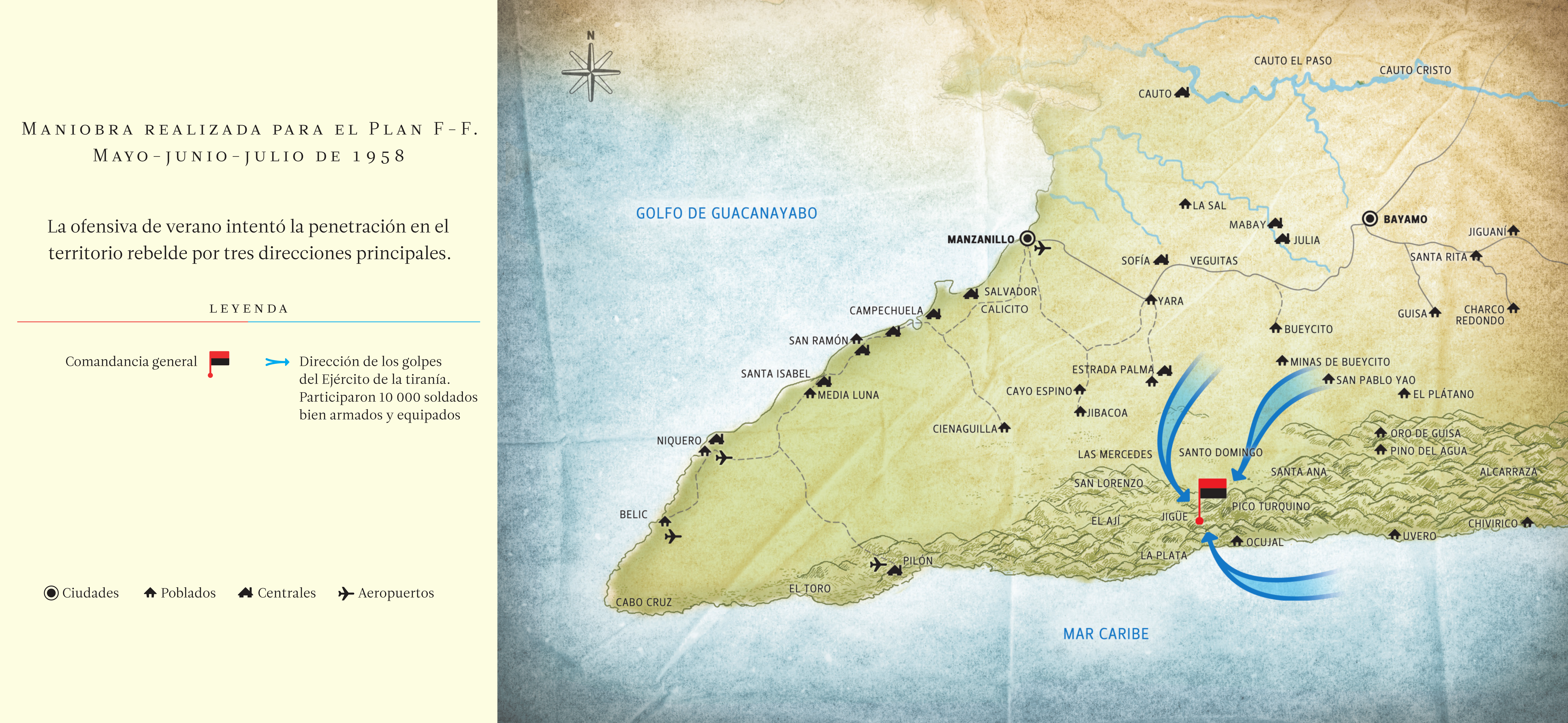 Maniobras del ejército batistiano. Fuente: Castro, F., 2010, La victoria estratégica, pp. 478-479.