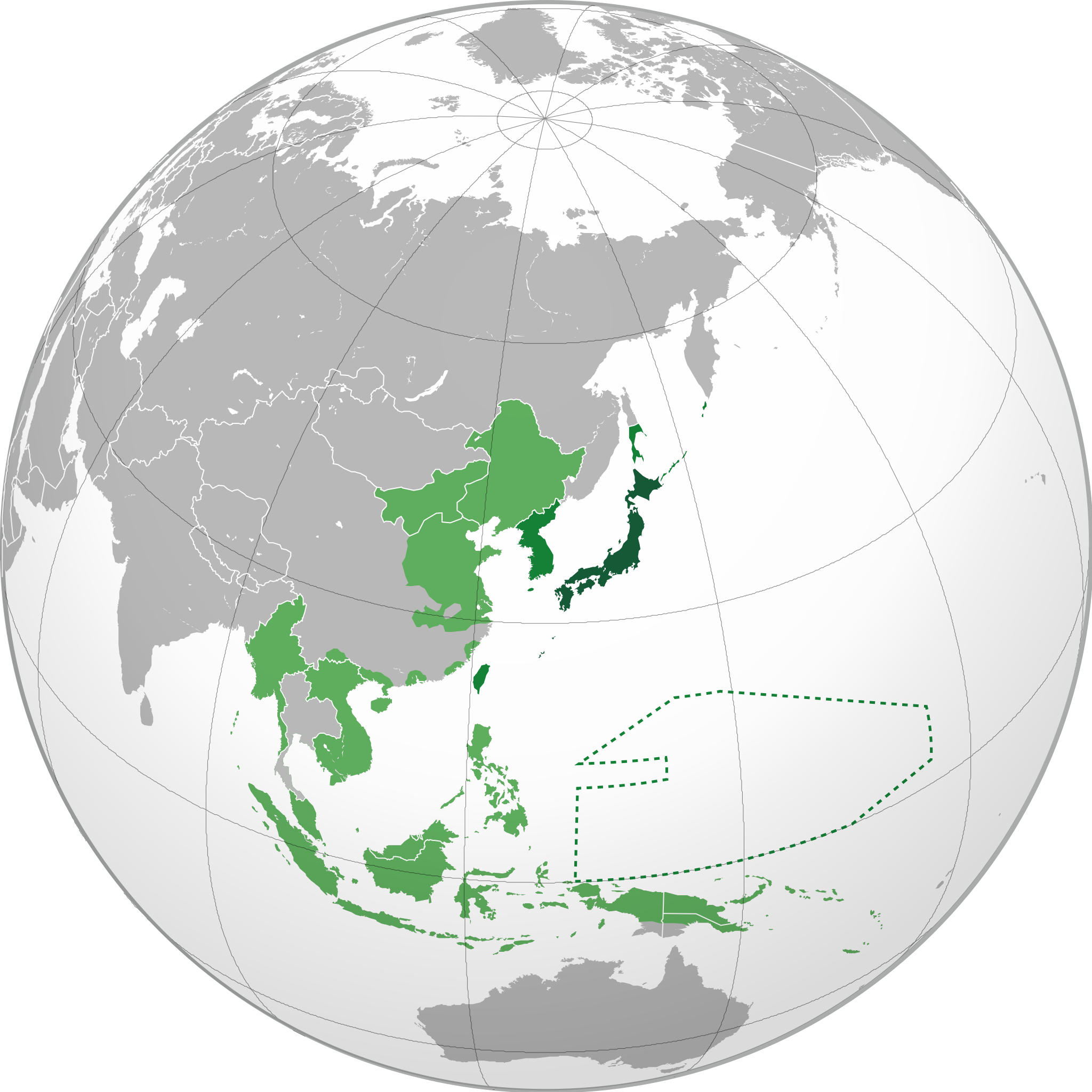 Medium green: Colonies Light green: Puppet states and occupied territories