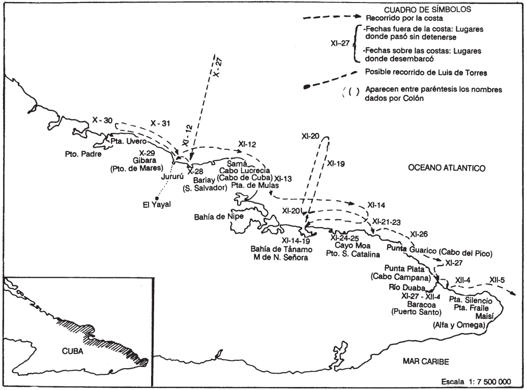 Itinerario cubano del primer viaje de Cristóbal Colón