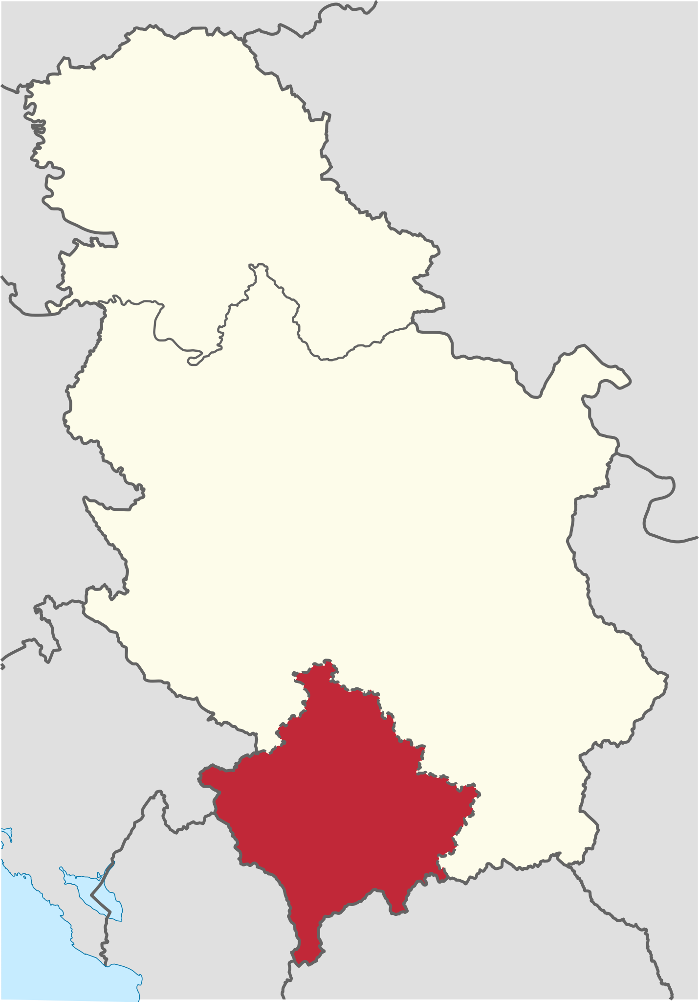 Location of Kosovo and Metohija within Serbia
