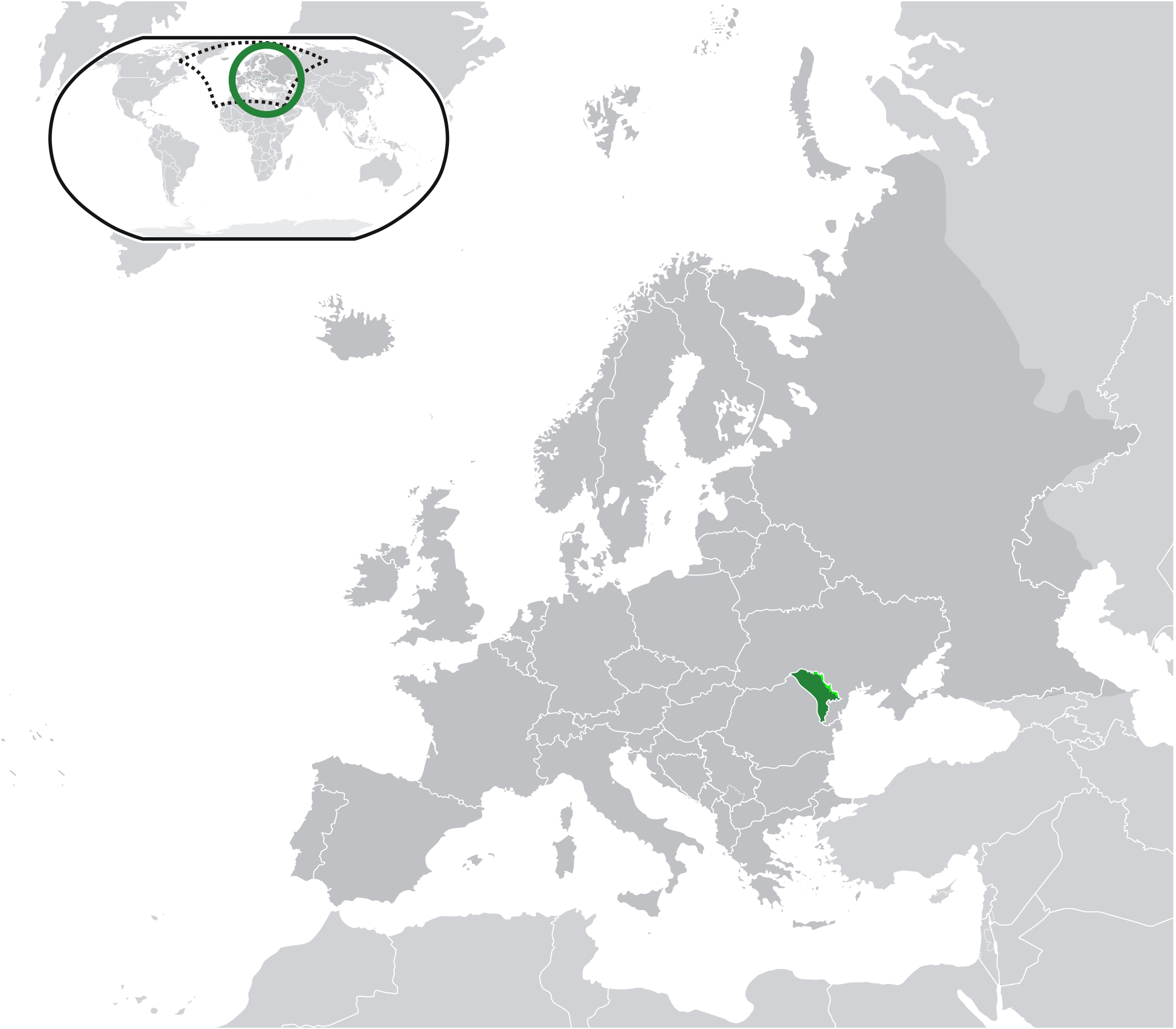 Transnistria is in light green.