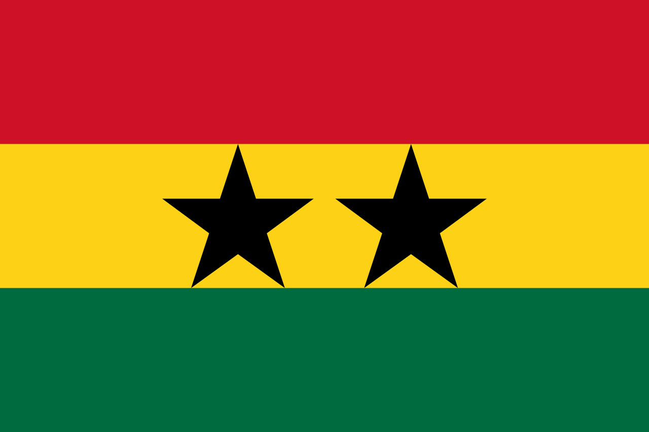 First flag of the Union of African States, with the stars symbolizing Ghana and Guinea.