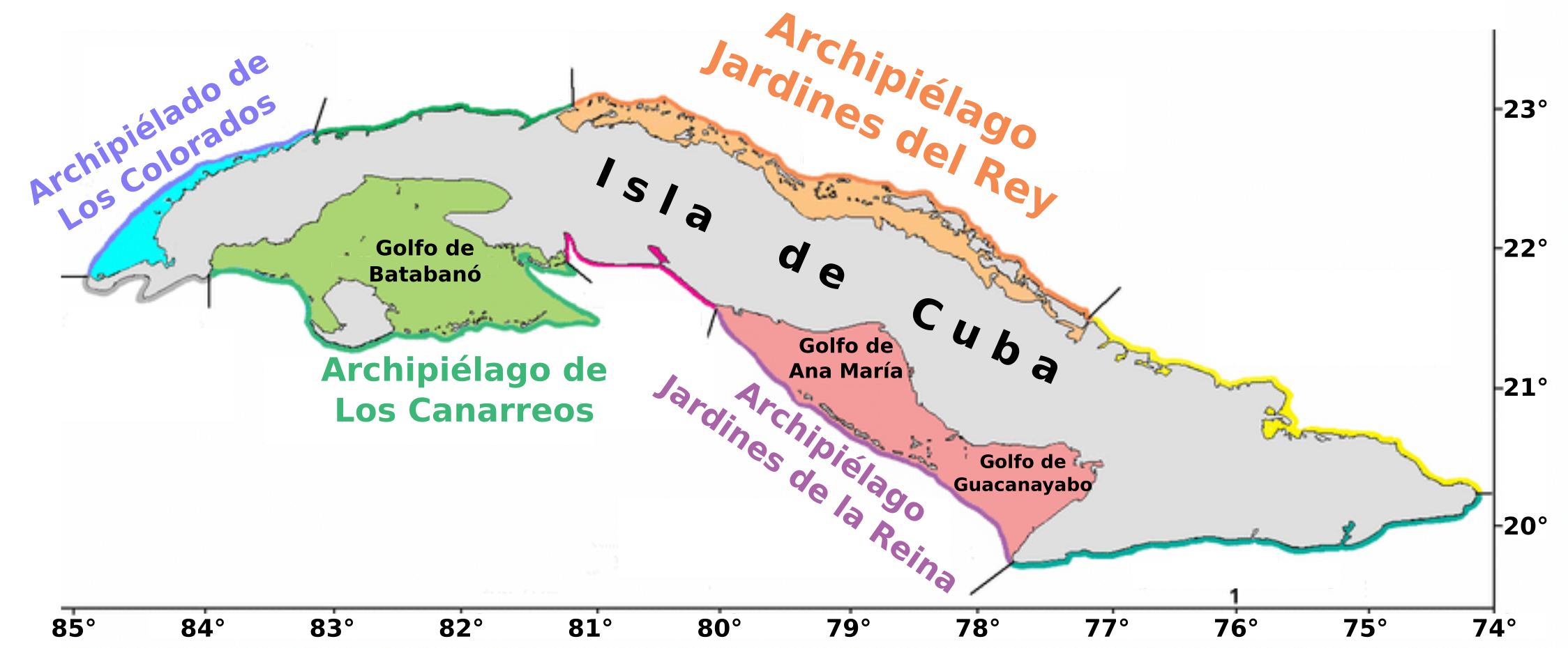 La Isla de Cuba y sus archipiélagos adyacentes