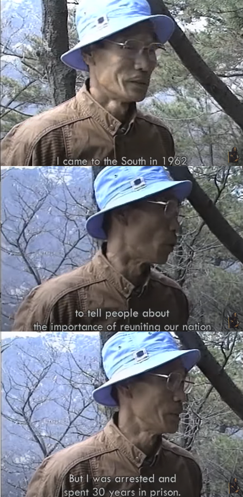 Cho Chang-son speaks about his reason for coming to the South in the documentary Repatriation (2003).png