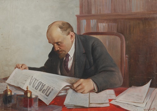 Vsevolod-Medvedev-1912-1985.-Lenin-reading-a-newspaper-Pravda.-Oil-on-canvas.-1965.jpg