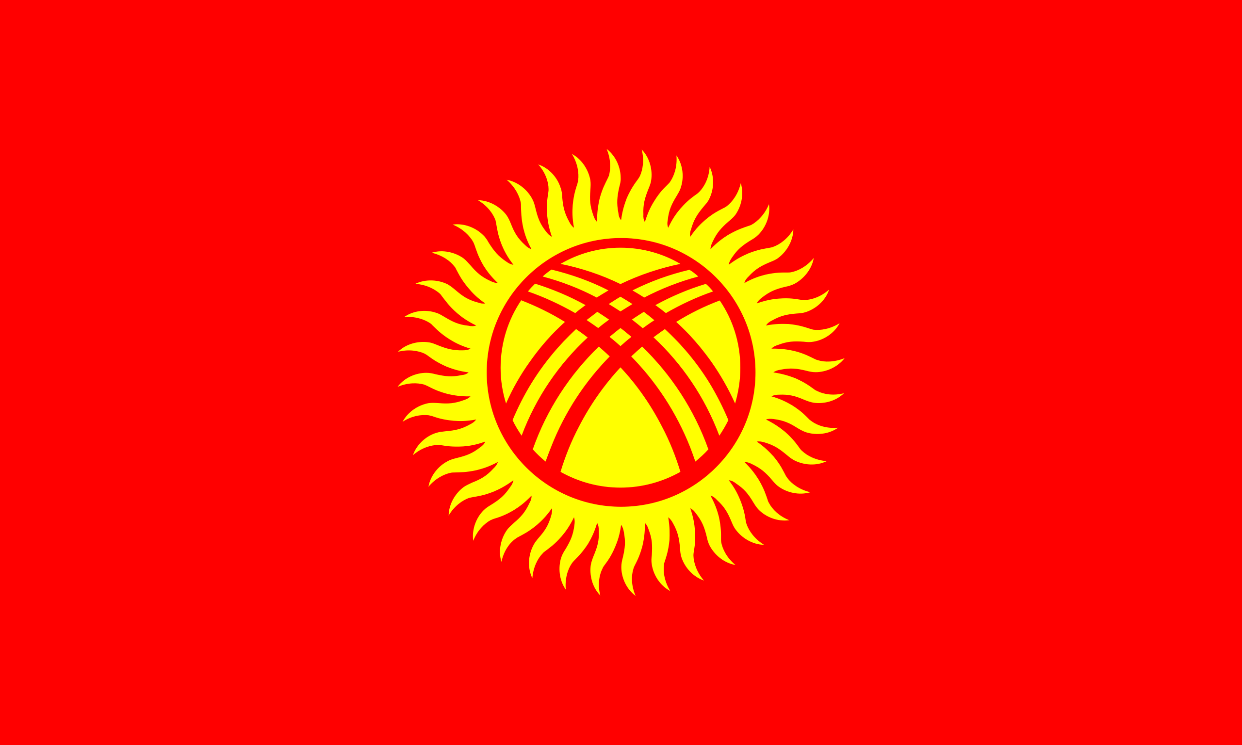 A red flag with a yellow sun.