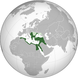 The empire at its peak in 1683 with vassal states in light green