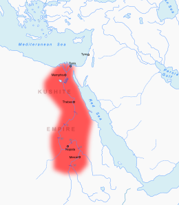 Map of Kush after it conquered Egypt in the 8th century BCE