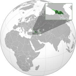 Claimed territories of Abkhazia and South Ossetia in light green