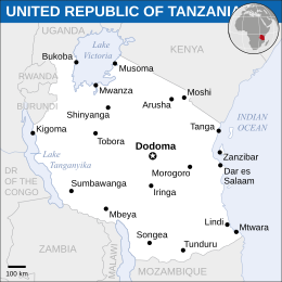 Location of United Republic of Tanzania