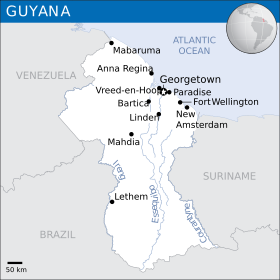 Lage von Kooperative Republik Guyana