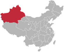 Location of Xinjiang Uygur Autonomous Region
