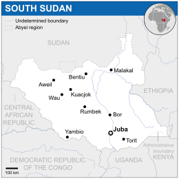 Location of Republic of South Sudan