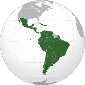 Latin America on the globe.svg