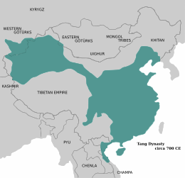 The Tang dynasty in 700 CE