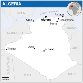 Location of People's Democratic Republic of Algeria
