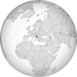 Location of Bosnia and Herzegovina
