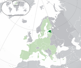 Estland (dunkelgrün) in der EU (hellgrün)