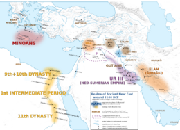 Ur (violet) et les états voisins vers 2100 av. J.-C.
