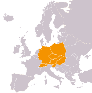 Location of Central Europe